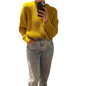 Topshop mustard yellow oversized knit sweater